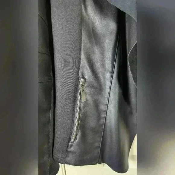 Apt 9 Leather Look Open Front Moto Jacket Pockets Size Large EUC - Picture 4 of 11